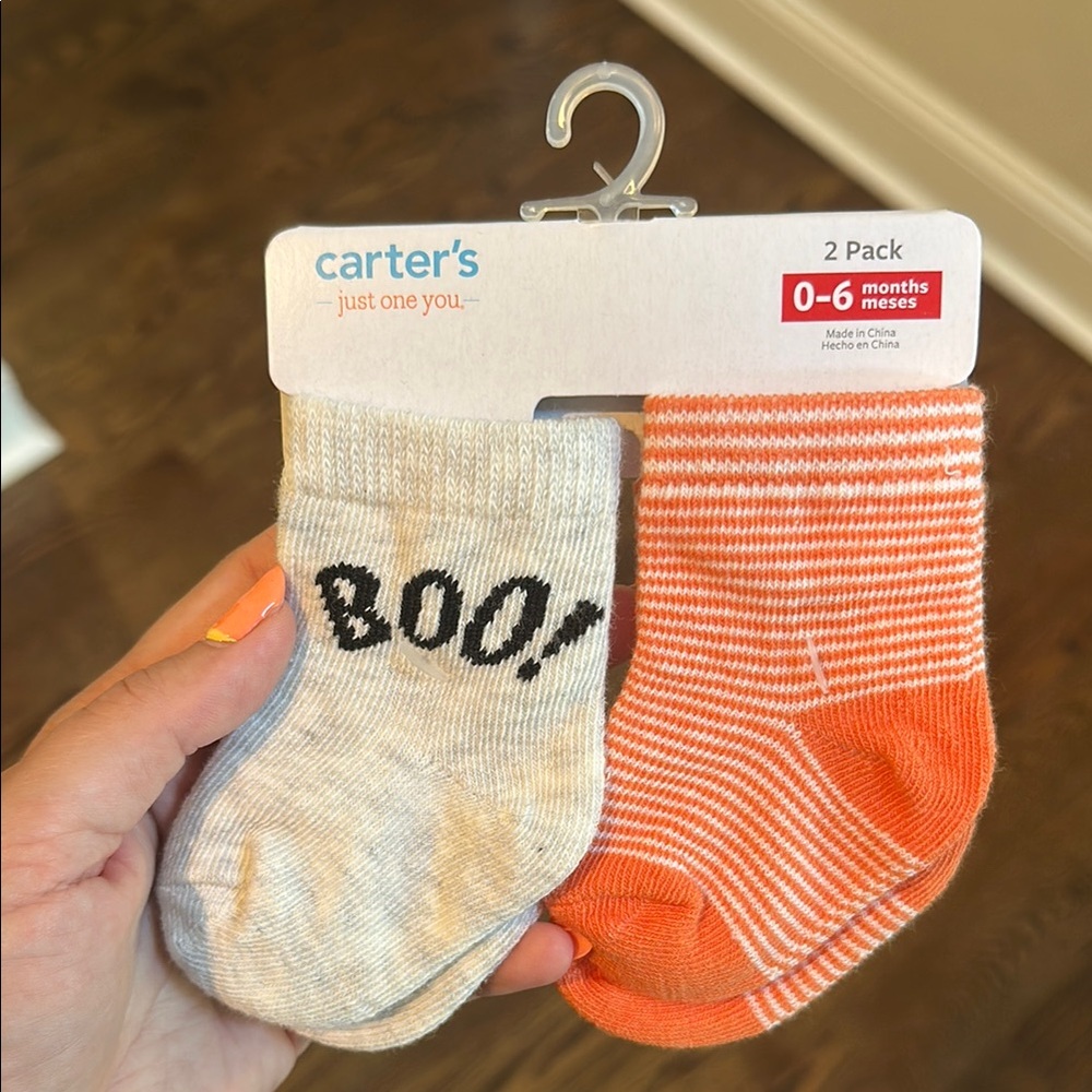 NWT Carter's Cream and Orange Striped Socks & Tights Halloween